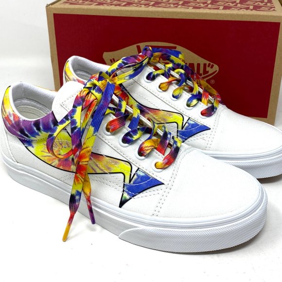 💖MEGA SALE💖VANS Old Skool Warp Canvas White Tie Dye Shoe Women’s VN0A4U3B21R - Picture 6 of 10